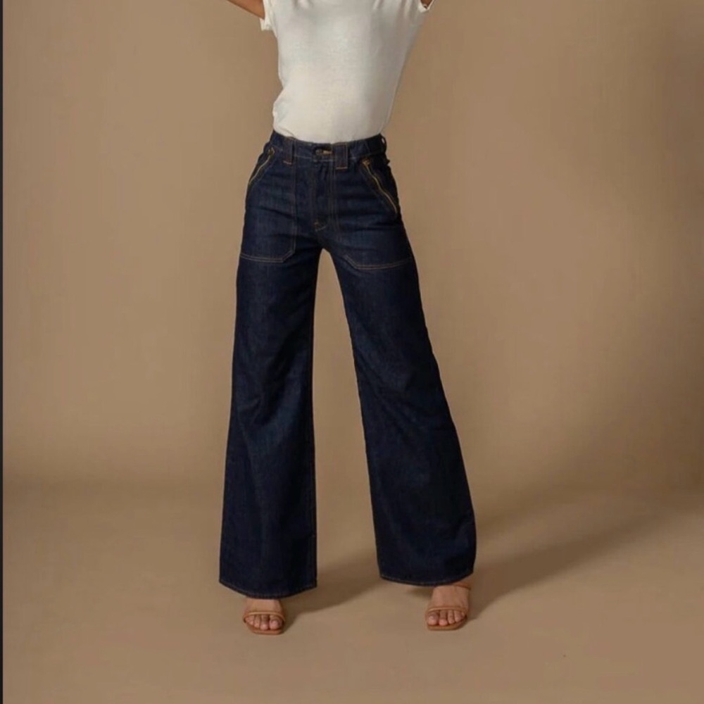 Anthropologie EDWIN Rowan Dark Wash High Rise Straight Leg Jeans